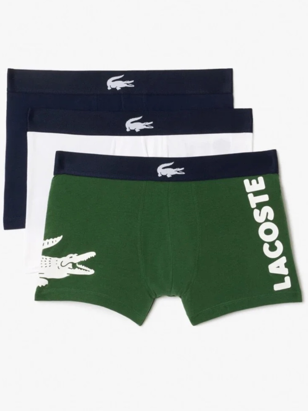 5 pair LACOSTE Mens Boxers Trunks Briefs Cotton Stretch Green Navy White